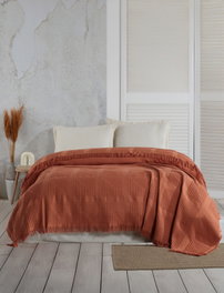 L'essentiel linge de maison Manta Jacquard de Doble Piqué Rojo Teja